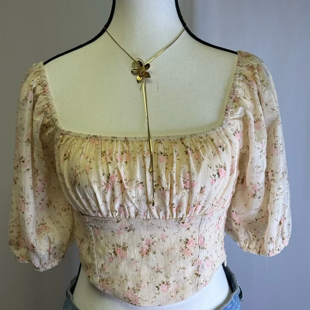 Altar'd State pink Smocked Baby‎ doll top